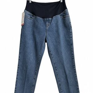 New With Tags Maternity Jeans Size 8 Dark Wash Straight Leg Jeans w/Full Panel